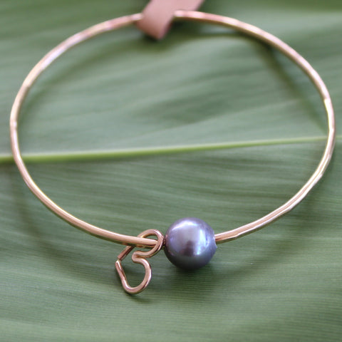 Size 8.5 Gold 12 GA - Lavendar Pearl Bangle