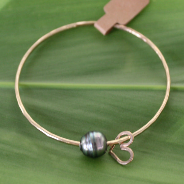 Size 8 Gold 12 GA - Tahitian Baroque Pearl Bangle