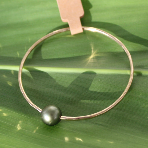 Size 7 Gold 12 GA - Pistachio Pearl Bangle