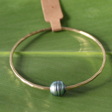 Size 7.5 Gold 12 GA - Baroque Tahitian Pearl Bangle