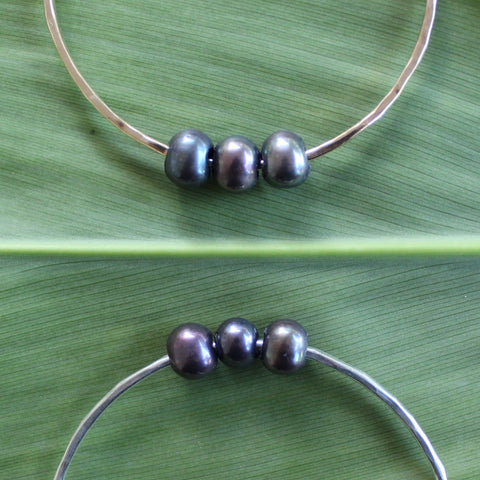 Indigo Triple Pearl Bangle