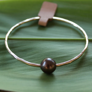 Size 7.5 Gold 12 GA - Chocolate Tahitian Pearl