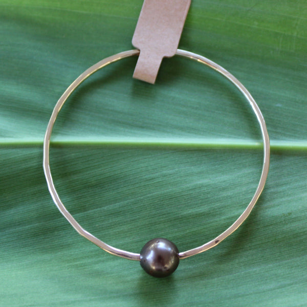 Size 7.5 Gold 12 GA - Chocolate Tahitian Pearl