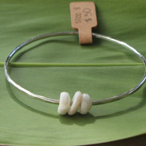 Size 8 Silver 12 GA - Puka Shell Bangle