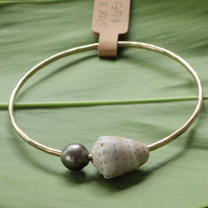 Size 8 Gold 12 GA - Shell & Lavender Edison Pearl Bangle